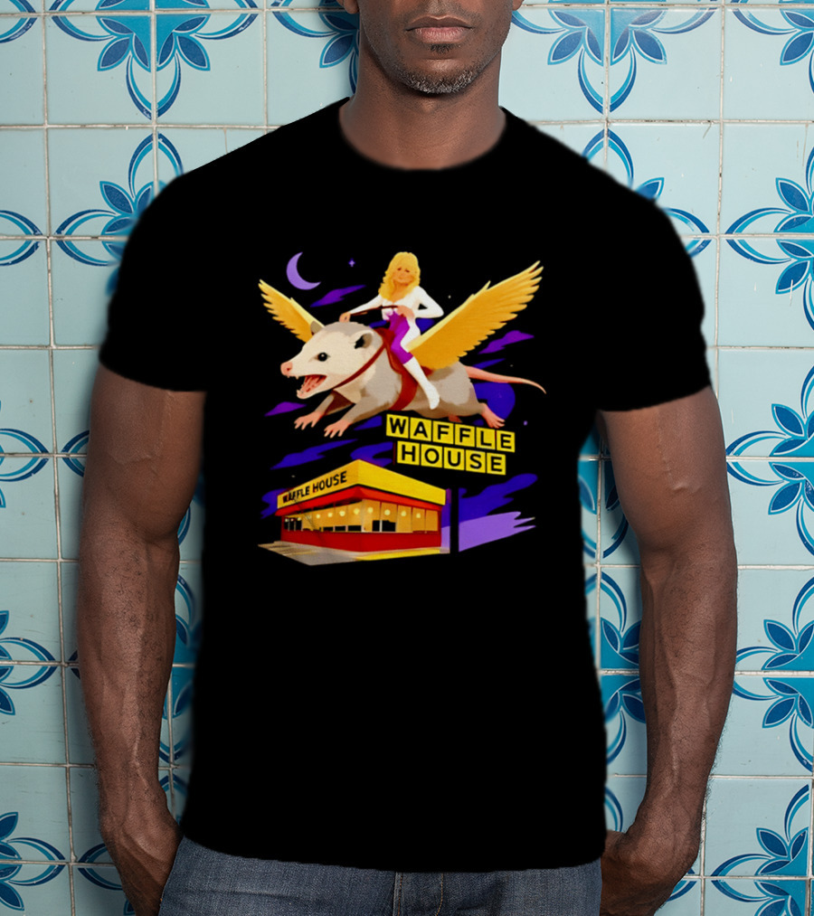 Waffle House Dolly Parton Flying Opossum Adventure T-Shirt