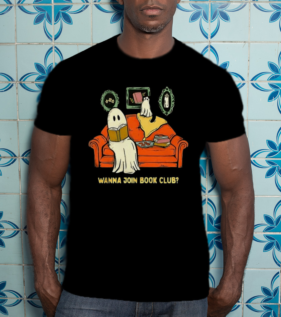 Wanna Join Book Club Ghost Cat Spooky Halloween Cookies T-Shirt