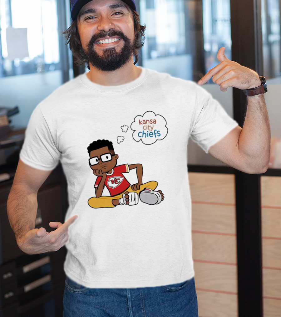 Kansas City Chiefs Cartoon Boy Thought Bubble Sitting With KC T-Shirt