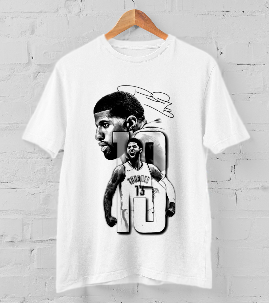 Paul George Oklahoma City Thunder Basketball Player Sketch T-Shirt