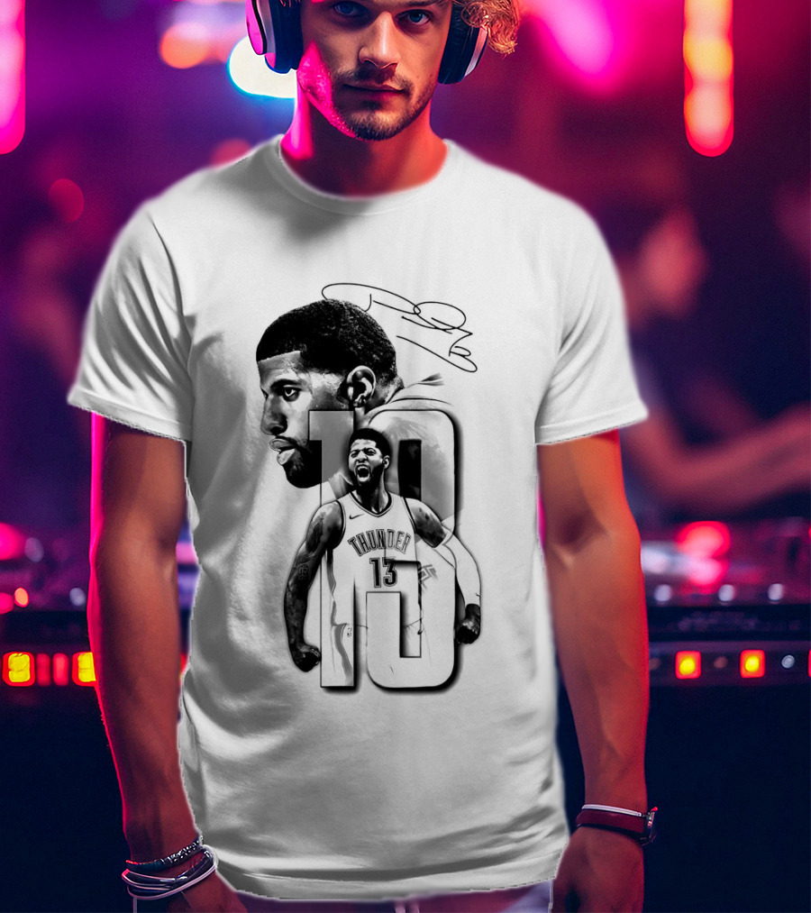 Paul George Oklahoma City Thunder Basketball Player Sketch T-Shirt