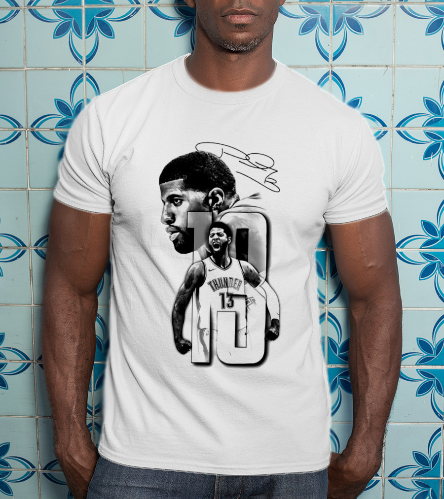 Paul George Oklahoma City Thunder Basketball Player Sketch T-Shirt