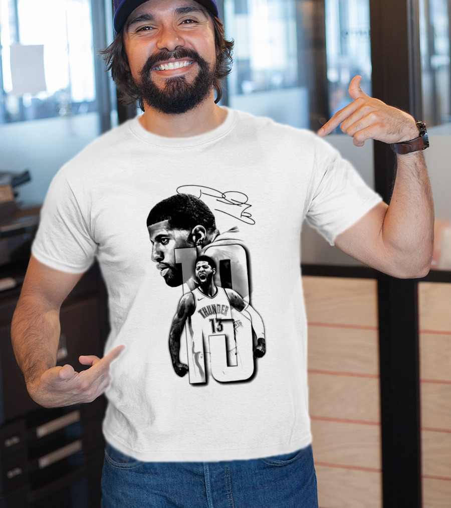 Paul George Oklahoma City Thunder Basketball Player Sketch T-Shirt
