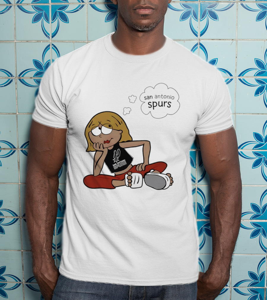 San Antonio Spurs Cartoon Blonde Girl Thought Bubble Daydreaming T-Shirt