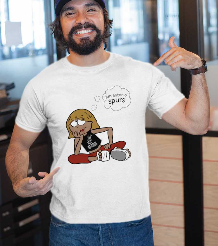 San Antonio Spurs Cartoon Blonde Girl Thought Bubble Daydreaming T-Shirt
