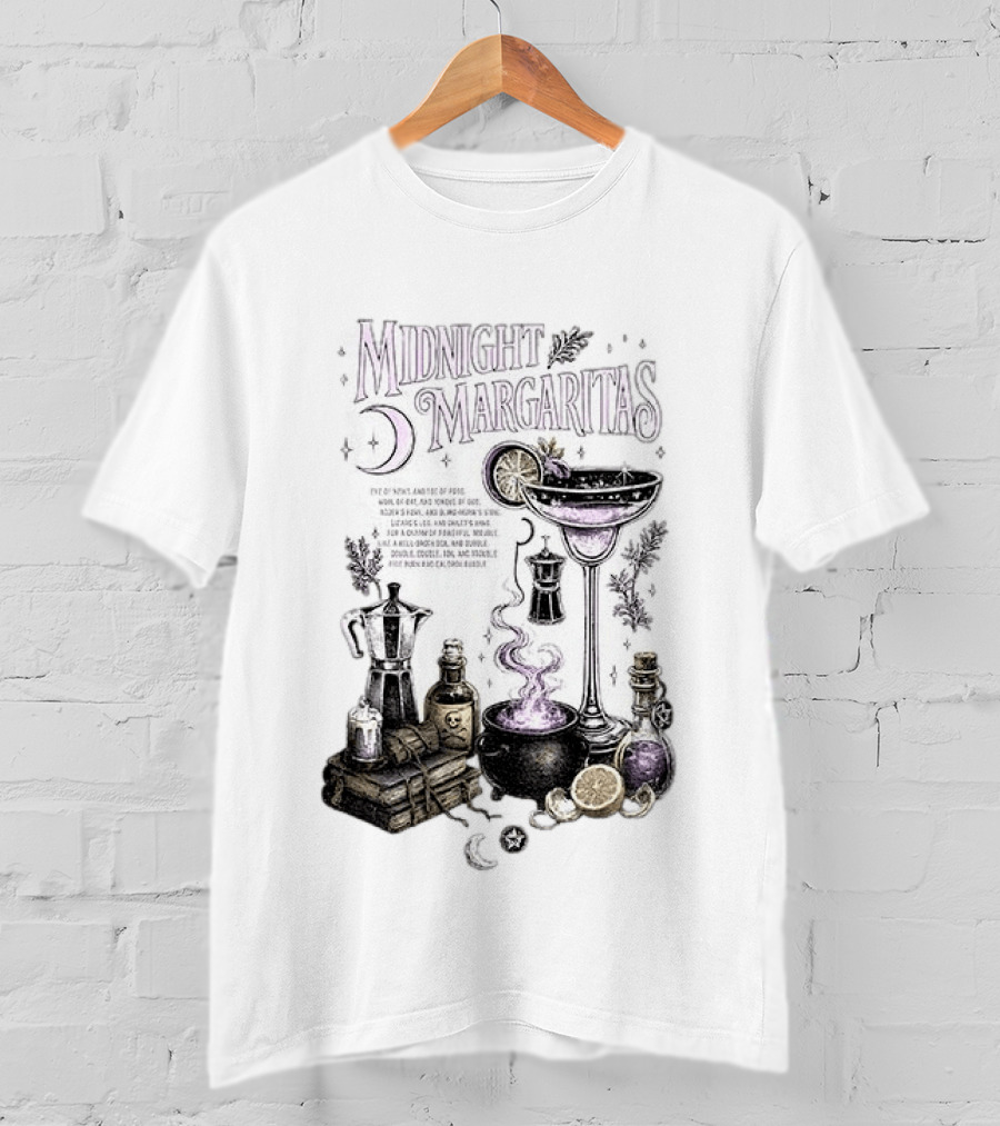 Midnight Margaritas Witchy Cocktail Cauldron Eye Of Newt Toe Of Frog Recipe Potion Essentials T-Shirt
