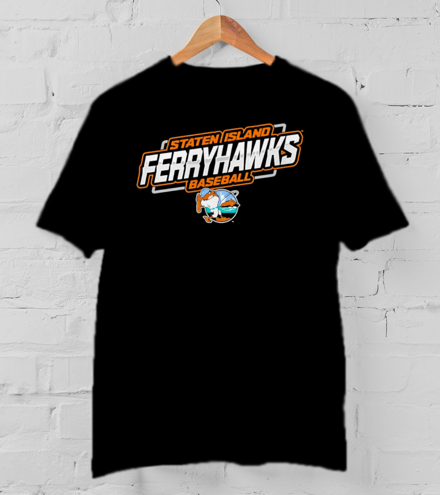 Staten Island Ferryhawks Baseball Cartoon Bird Player T-Shirt