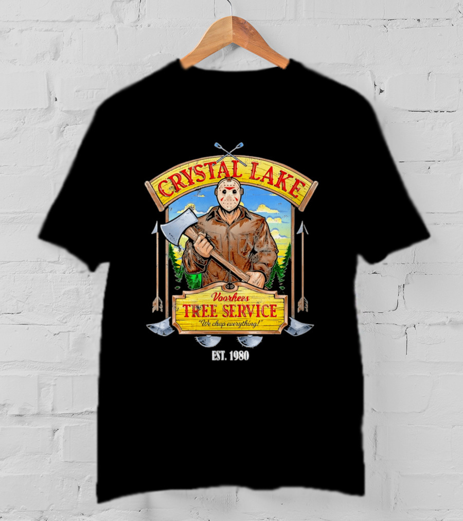 Crystal Lake Voorhees Tree Service We Chop Everything Est 1980 T-Shirt