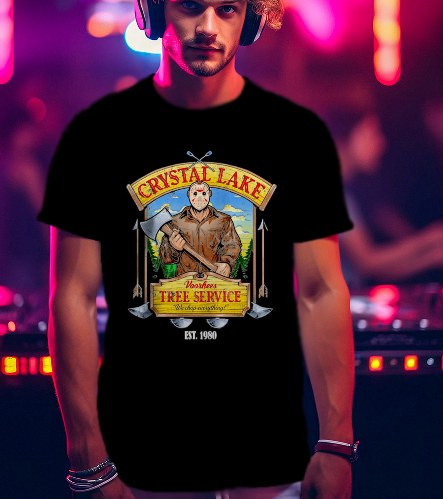 Crystal Lake Voorhees Tree Service We Chop Everything Est 1980 T-Shirt