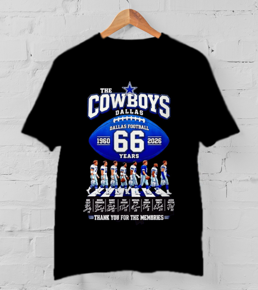 The Cowboys Dallas Football 66 Years 1960 2026 Thank You For The Memories Signatures T-Shirt