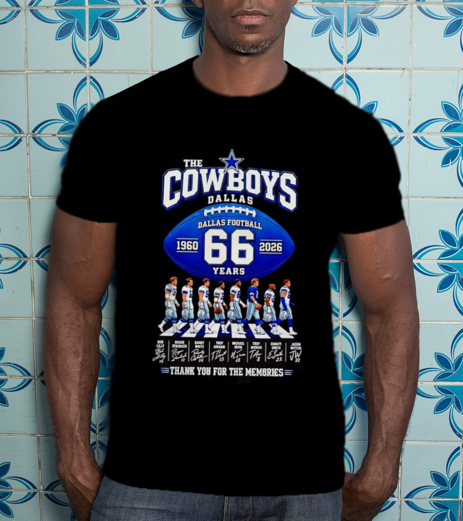 The Cowboys Dallas Football 66 Years 1960 2026 Thank You For The Memories Signatures T-Shirt
