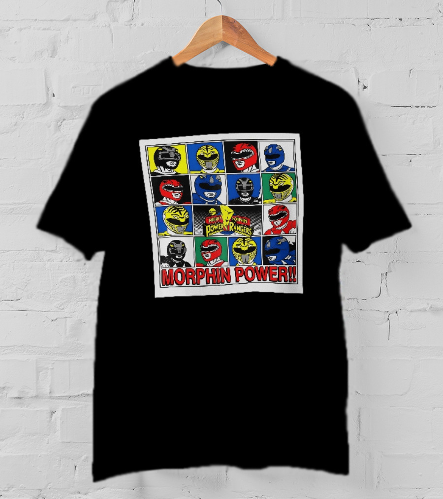 Mighty Morphin Power Rangers Morphin Power Ranger Helmets Visual Grid T-Shirt