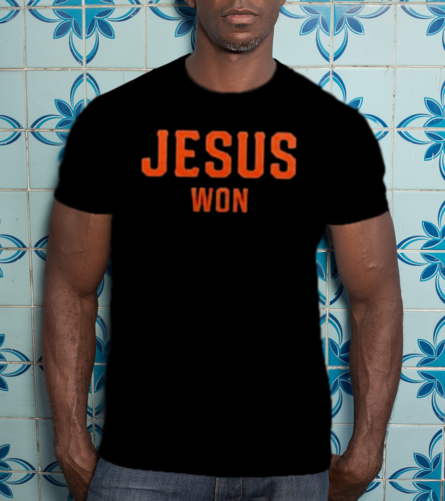 Giants Jesus Won San Francisco Orange Block Lettering T-Shirt