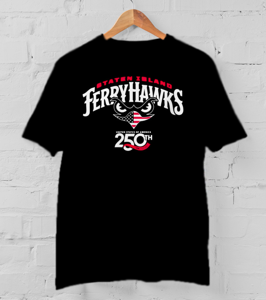 Staten Island FerryHawks United States Of America 250th Anniversary Hawk Head American Flag T-Shirt