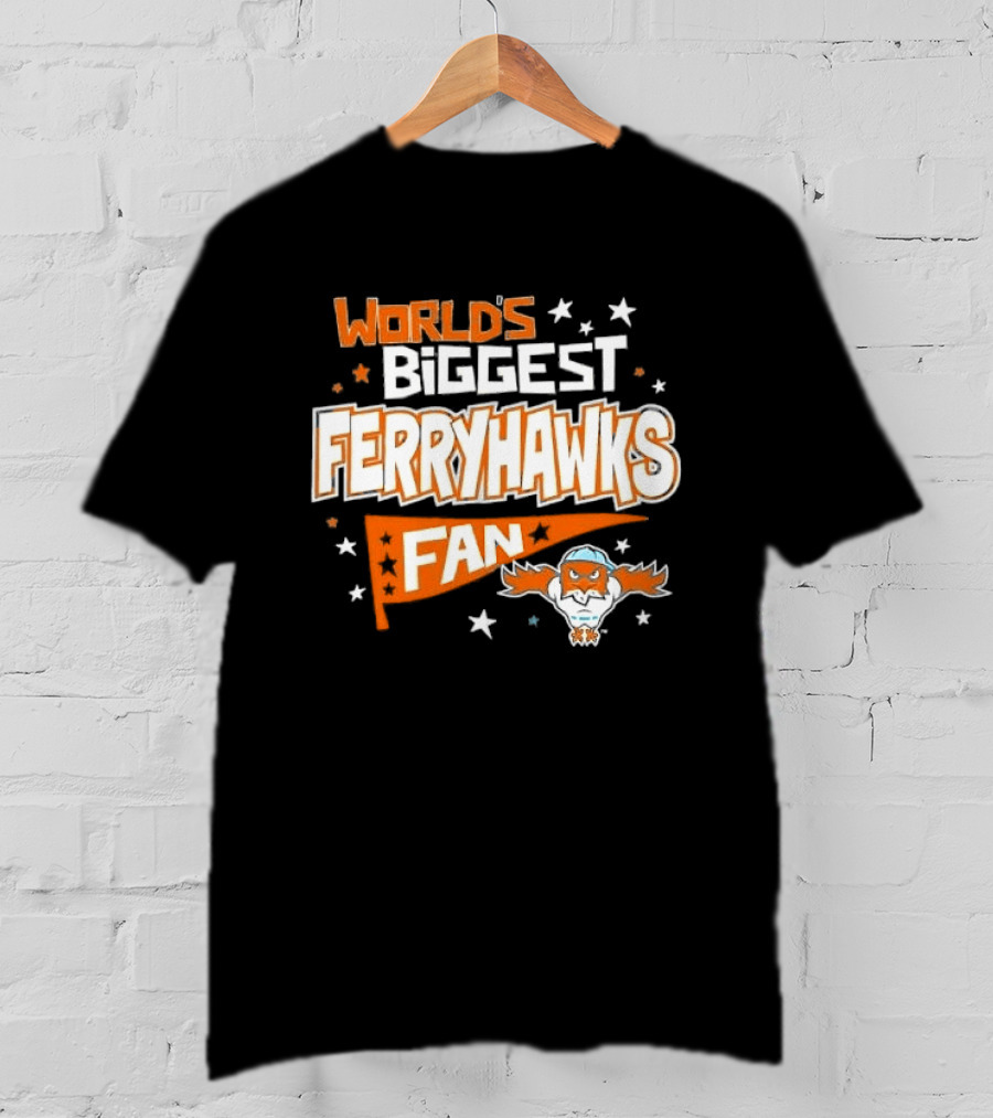World's Biggest Staten Island Ferryhawks Fan Cartoon Pennant With Stars T-Shirt