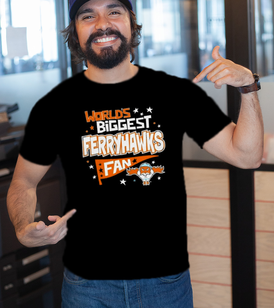World's Biggest Staten Island Ferryhawks Fan Cartoon Pennant With Stars T-Shirt