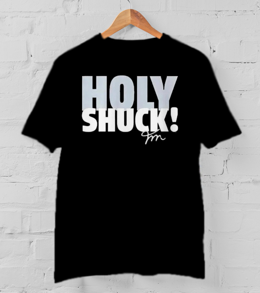 Holy Shuck Overlapping Stacked Cursive Script Signature T-Shirt