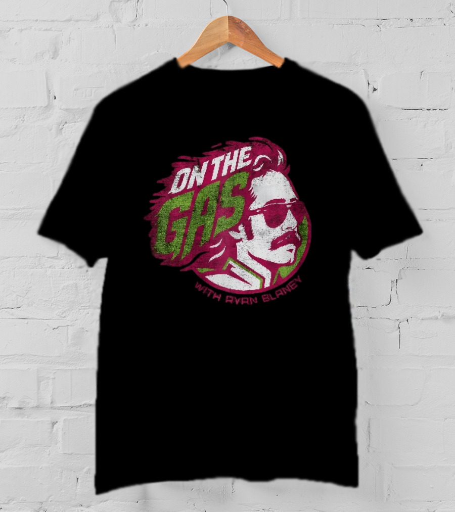 On The Gas With Ryan Blaney Racing Style Retro Hair Sunglasses T-Shirt