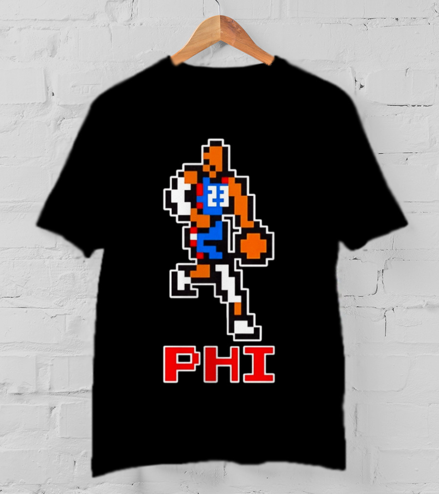 Philadelphia 76ers Phi 8 Bit Pixel Basketball Player 23 Dribbling T-Shirt