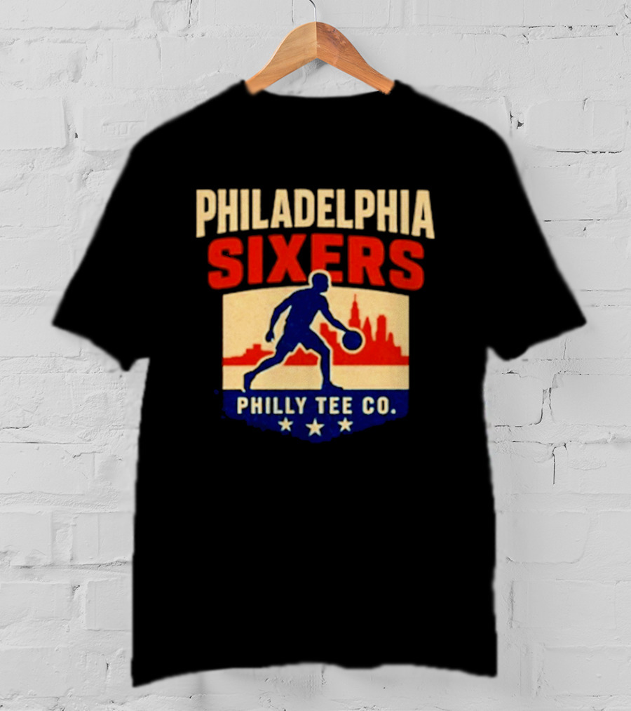 Philadelphia Sixers Dribble Philly Co Retro Skyline T-Shirt
