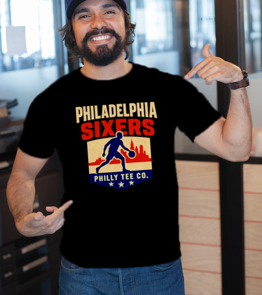 Philadelphia Sixers Dribble Philly Co Retro Skyline T-Shirt
