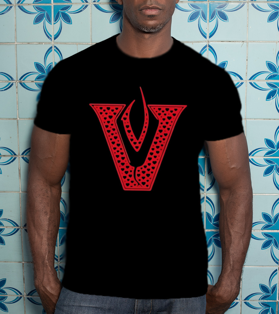 Red V Filled Hearts Flame T-Shirt