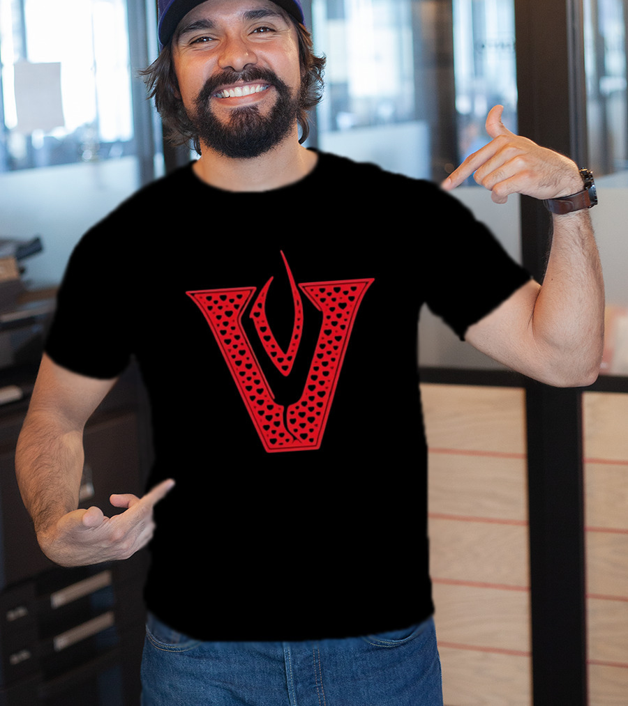 Red V Filled Hearts Flame T-Shirt
