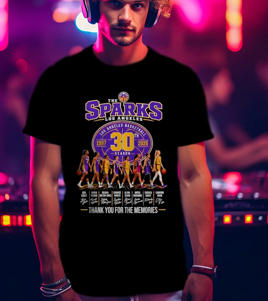 Los Angeles Sparks 30th Season 1997 2026 Basketball Thank You For The Memories Signatures T-Shirt