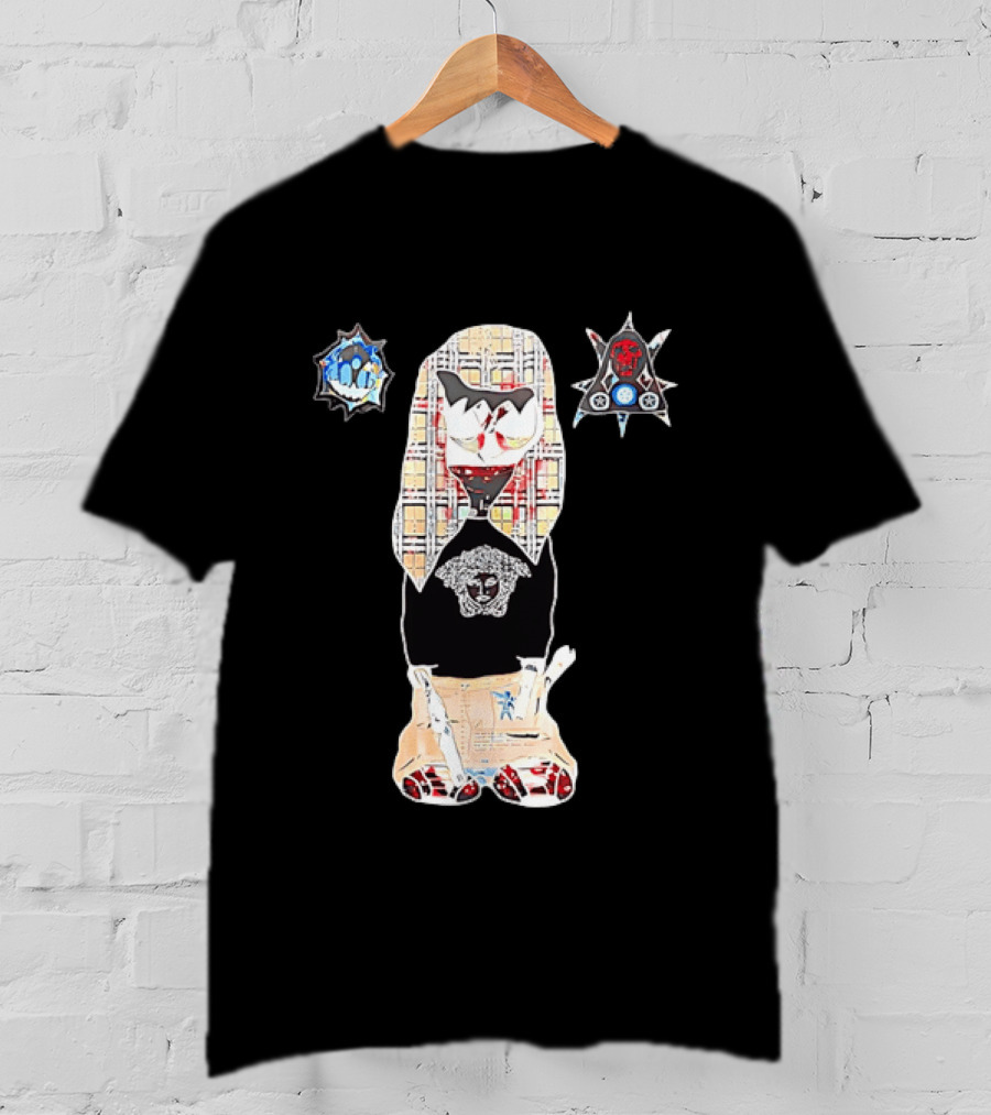 Medusa Head Cotton Streetwear With Plaid Pattern And Abstract T-Shirt