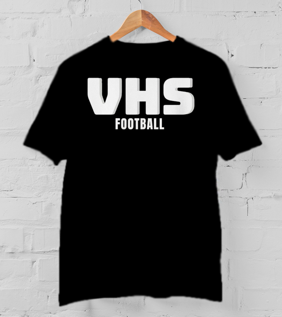 VHS Football Light Grey Textured Block Drop Shadow T-Shirt
