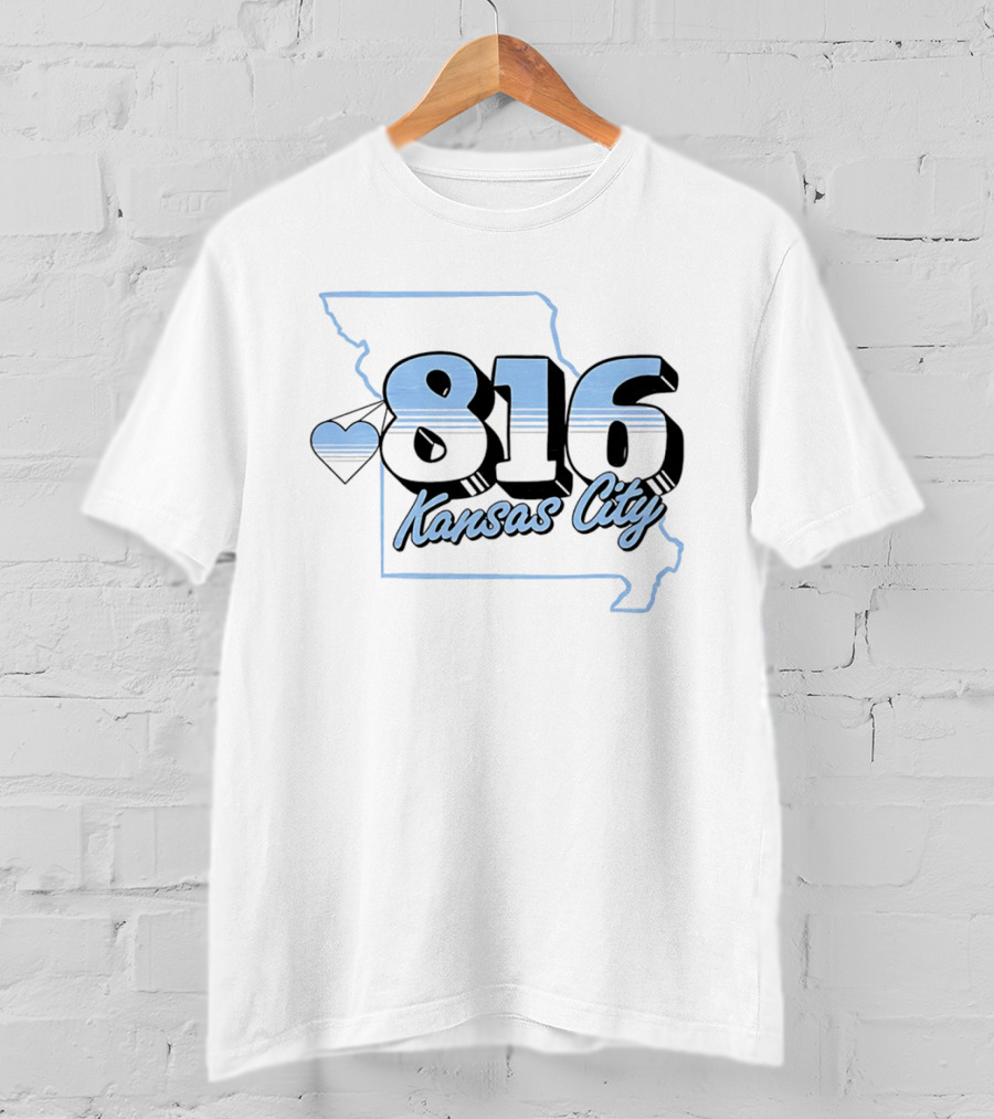 816 Kansas City Heart Map Love T-Shirt