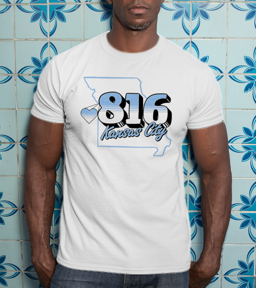 816 Kansas City Heart Map Love T-Shirt