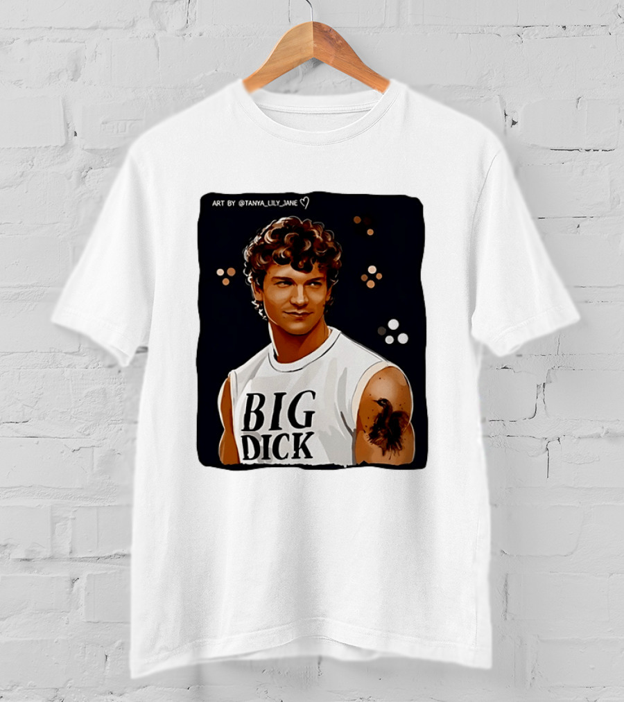 Tanya Lily Jane Big Dick Art Featuring Curly Haired Man T-Shirt