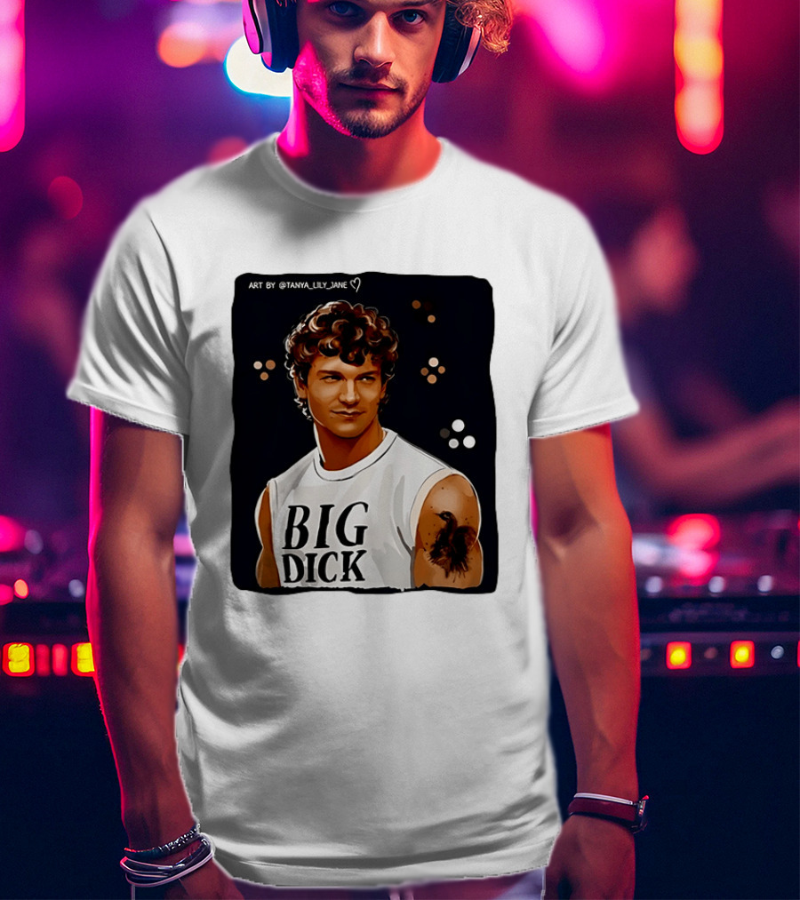 Tanya Lily Jane Big Dick Art Featuring Curly Haired Man T-Shirt