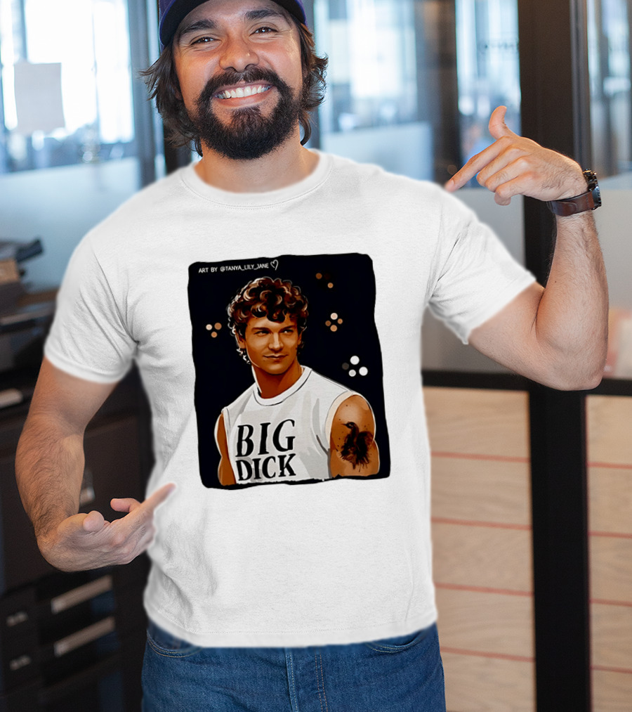 Tanya Lily Jane Big Dick Art Featuring Curly Haired Man T-Shirt