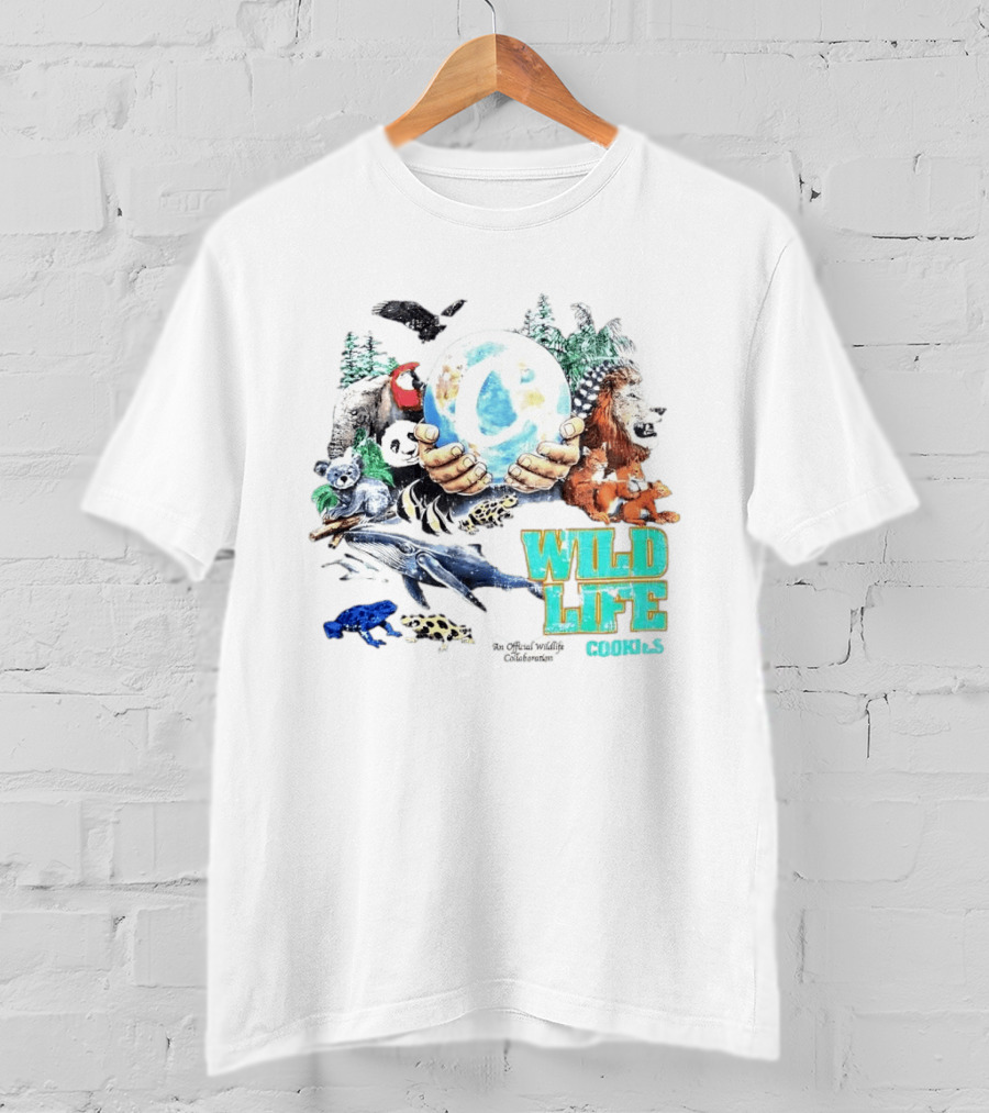 Cookies Wild Life An Official Wildlife Collaboration Hands Holding Globe Earth Animals T-Shirt
