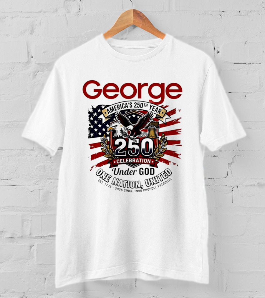 George America's 250th Year 1776 2026 Celebration Eagle Flag Under God One Nation United T-Shirt