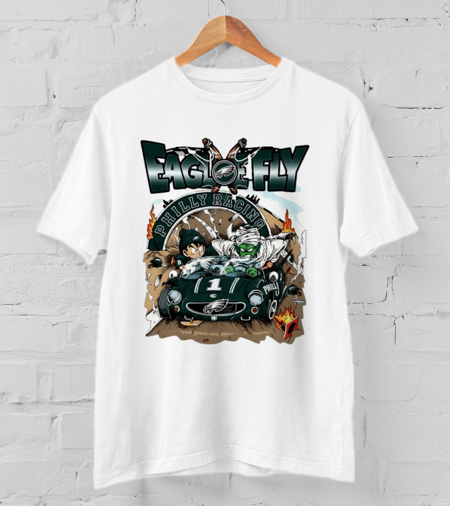 Eagle Fly Philly Racing Philadelphia Eagles Anime Characters Driving Race Car T-Shirt
