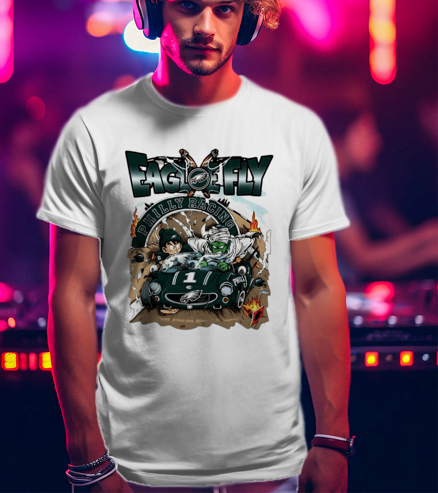 Eagle Fly Philly Racing Philadelphia Eagles Anime Characters Driving Race Car T-Shirt