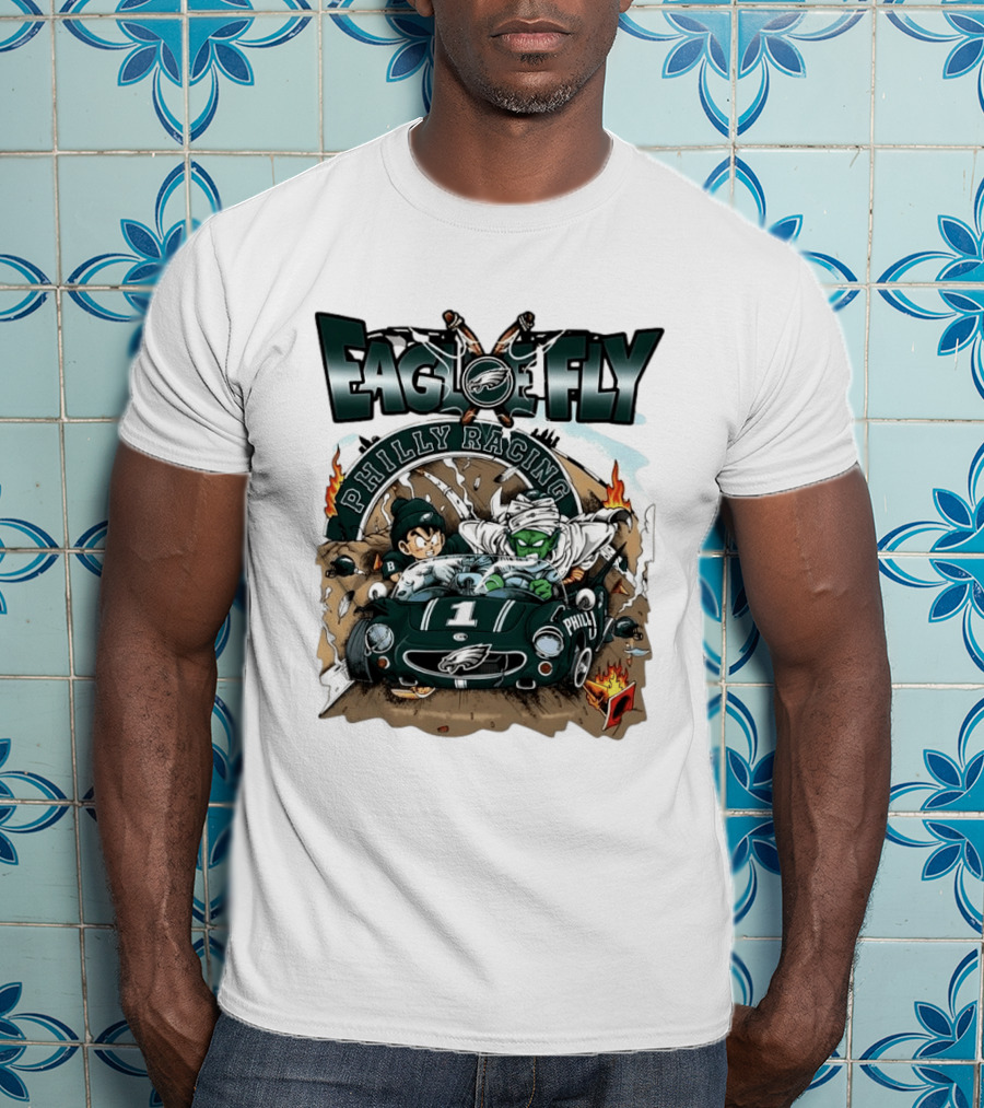 Eagle Fly Philly Racing Philadelphia Eagles Anime Characters Driving Race Car T-Shirt