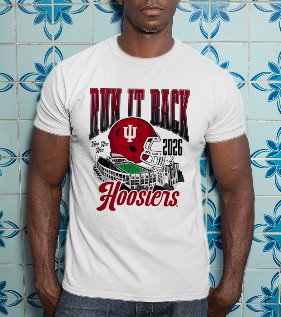 Run It Back Hoo Hoo Hoo 2026 Hoosiers Indiana University Football Stadium Helmet T-Shirt