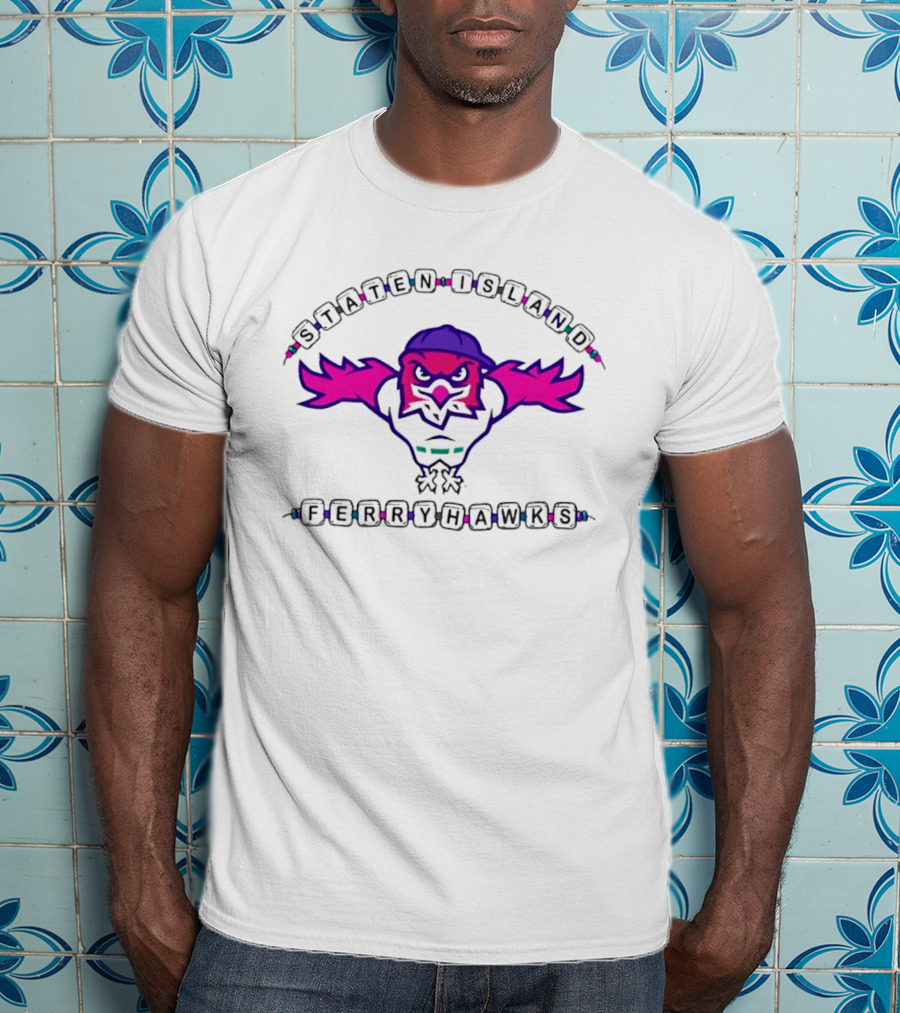 Staten Island Ferryhawks Cartoon Bird Backwards Cap Beads T-Shirt