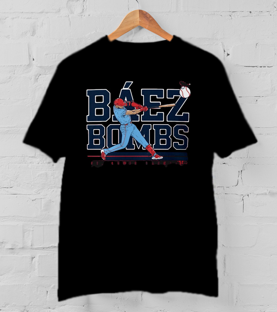 Báez Bombs St. Louis Baseball Player Swinging Bat With Flying Ball T-Shirt