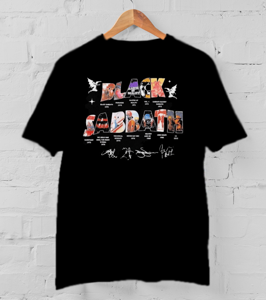 Black Sabbath Albums 1970 2013 Signatures And Discography T-Shirt