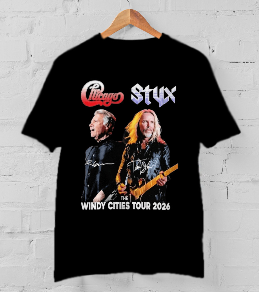 Chicago Styx The Windy Cities Tour 2026 Rock Concert T-Shirt