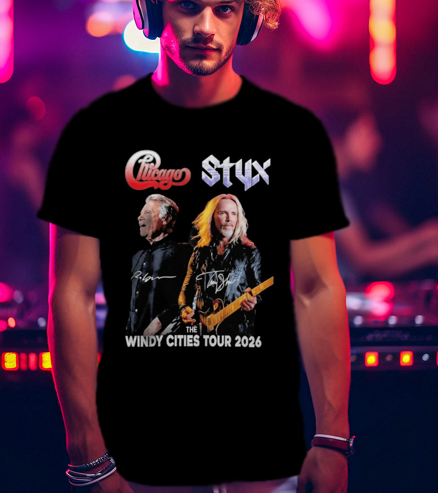 Chicago Styx The Windy Cities Tour 2026 Rock Concert T-Shirt