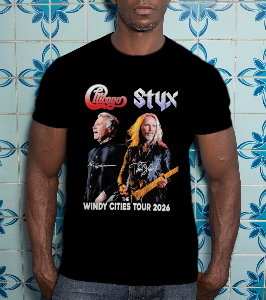Chicago Styx The Windy Cities Tour 2026 Rock Concert T-Shirt