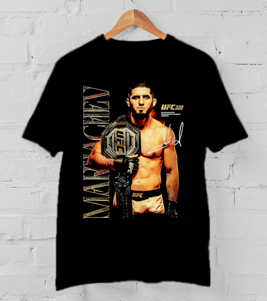 Islam Makhachev UFC Champion Signature Autograph Belt T-Shirt