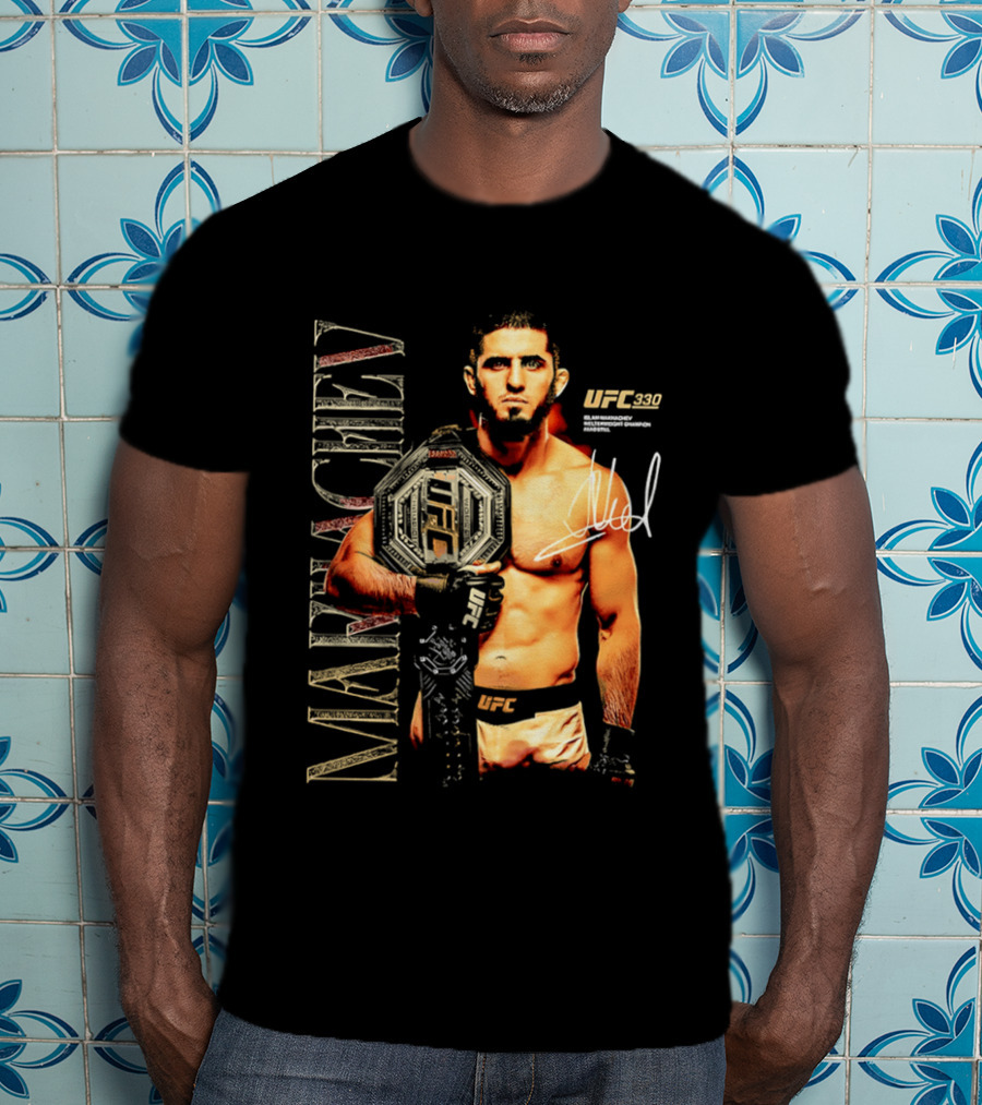 Islam Makhachev UFC Champion Signature Autograph Belt T-Shirt