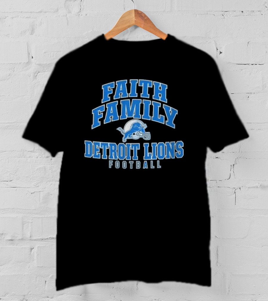 Faith Family Detroit Lions Football Helmet Silver Arc T-Shirt